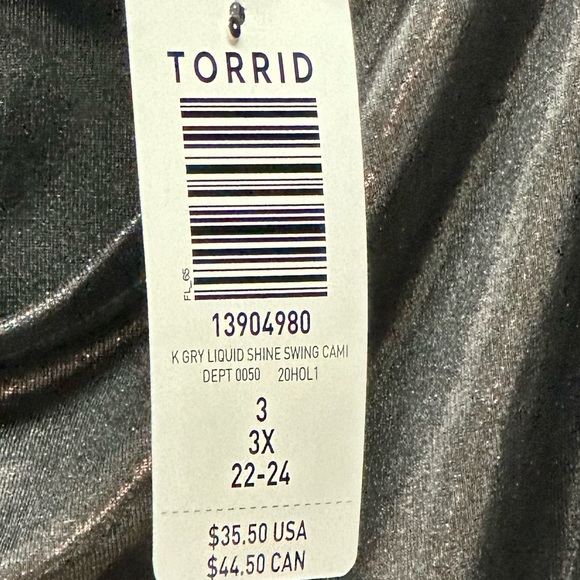 NWT TORRID METALLIC CAMI size 3 - Picture 4 of 4